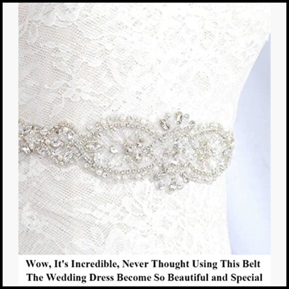 Rhinestone Bridal Belt with Hand-Sewn Crystals and Pearls for Wedding Dress